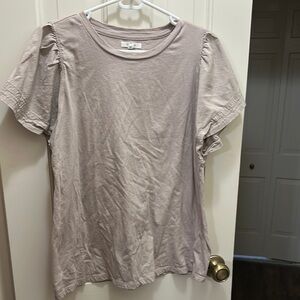 Maurices Tan Ruffled Short Sleeve Tee
